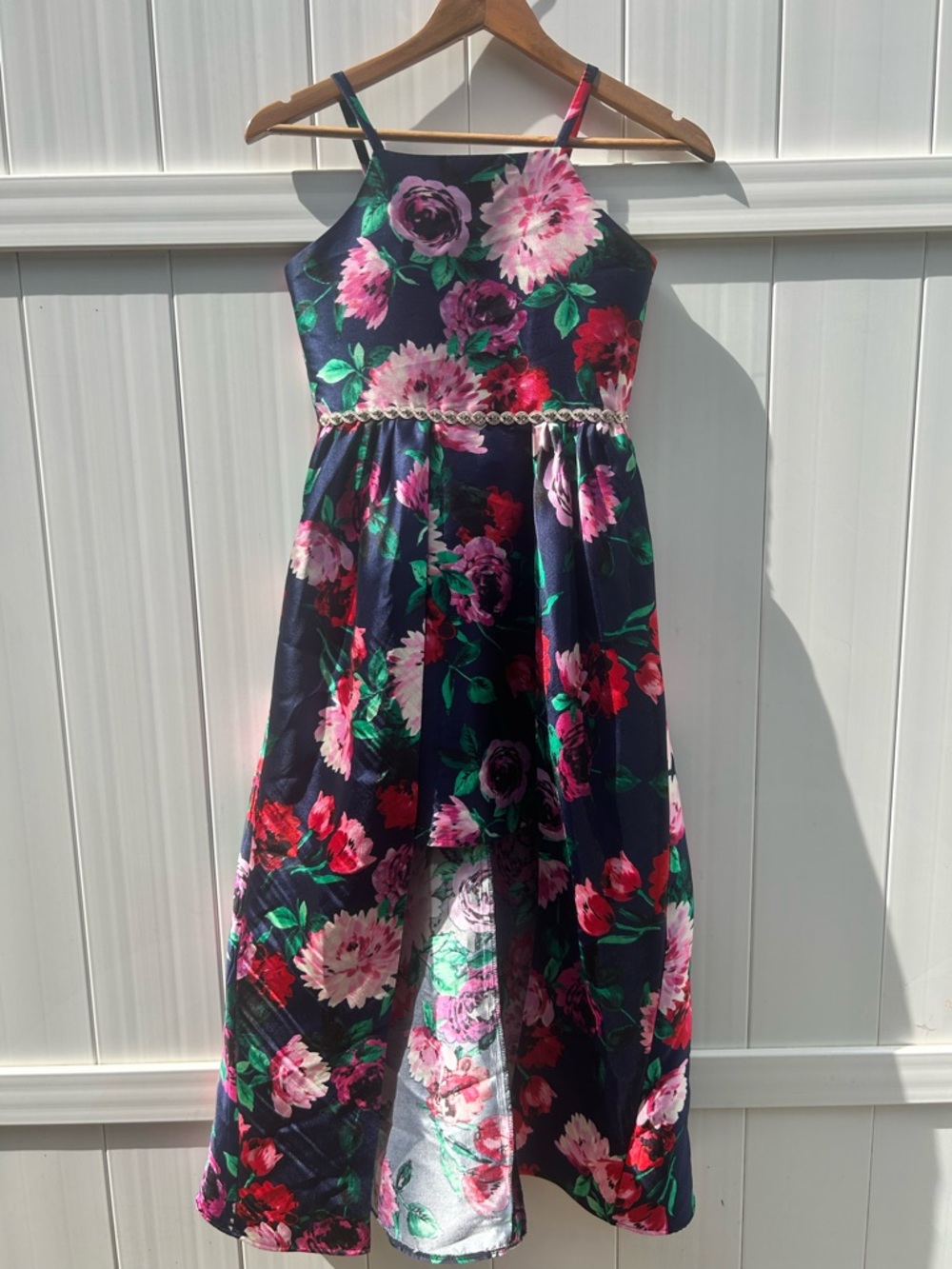 Rare Editions Navy Floral Hi-Low Sundress Formal Dress | Girls Size 12